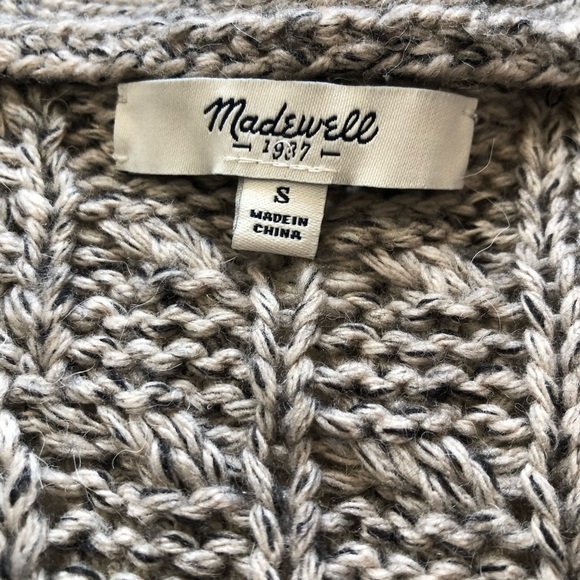 Madewell Wool Alpaca Blend Cable Knit Textured Open Front Cardigan Size S - Picture 9 of 12